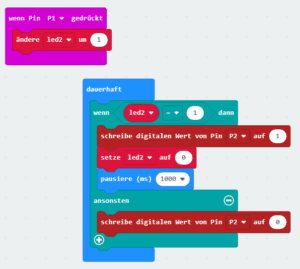 Aufbau des kleinen Beispiels in MakeCode