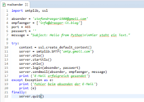 Python3 - E-Mail absenden Beitragsbild