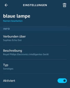 Alexa App - Gerät 