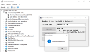 Installation des Treibers für den Chip CH341 / CH340G