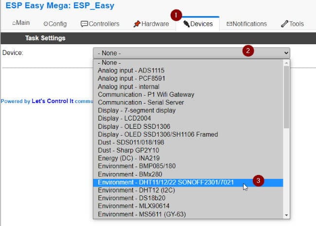 ESP Easy - einrichten eines DHT11 Sensors