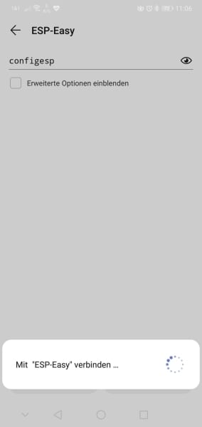 Aufbau der Verbindung zum WiFi Netzwerk ESP-Easy
