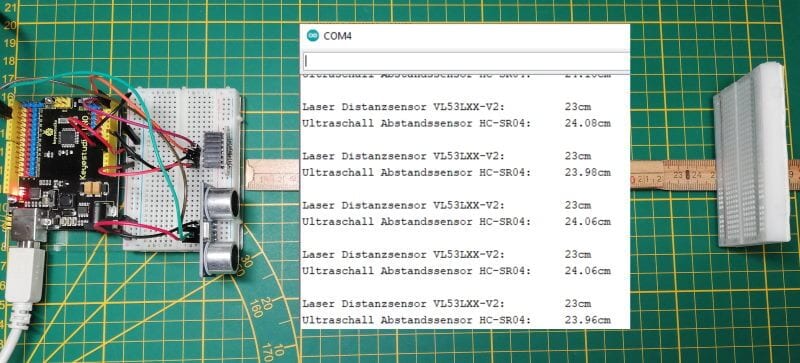 Vergleich der beiden Sensoren bei einem Abstand von 25cm
