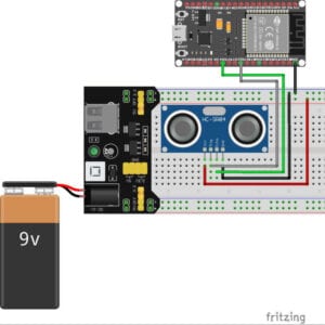 Aufbau der Schaltung - ESP32 mit Ultraschall Abstandssensor HC-SR04