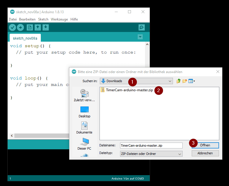 Arduino IDE - hinzufügen einer ZIP Bibliothek