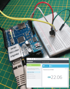 Ethernetshield W5100 am Arduino UNO R3 mit Temperatursensor DS18B20
