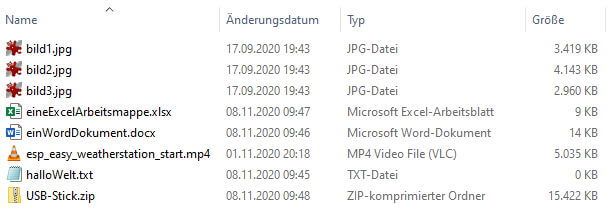 Beispieldateien für den Test