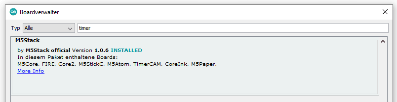 M5Stack - Treiberpaket im Boardverwalter der Arduino IDE
