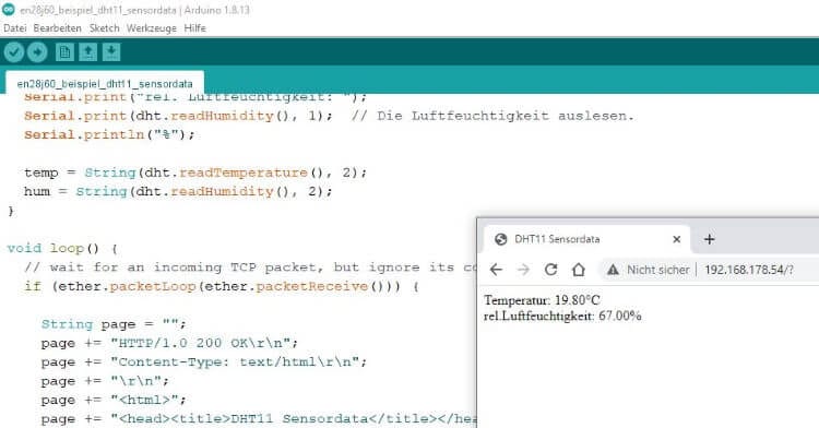 Beispiel - Sensordaten des DHT11 im Browser darstellen