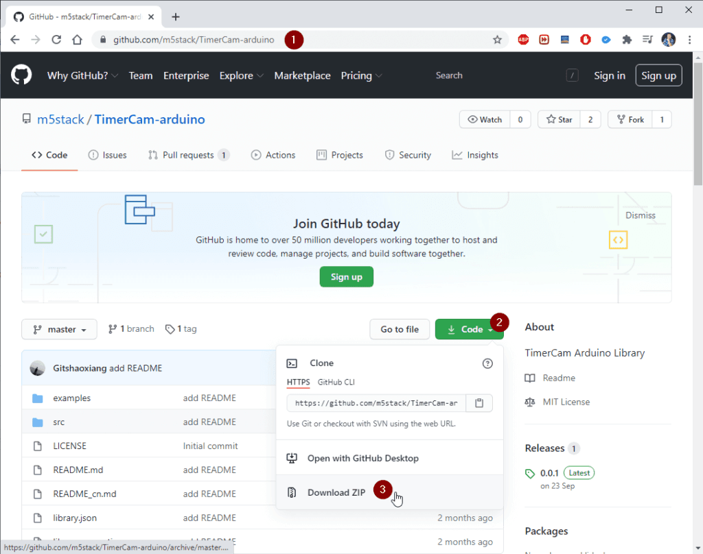 TimerCAM Lib im GitHub Repo von M5Stack