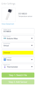 IoT Cayenne - Einstellungen im Channel