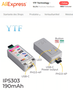 M5Stack Atom tailbat Mobile Power Source 190mAh