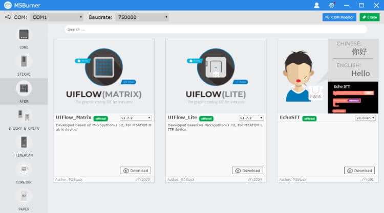 M5Burner mit Ausgewählter Rubrik 