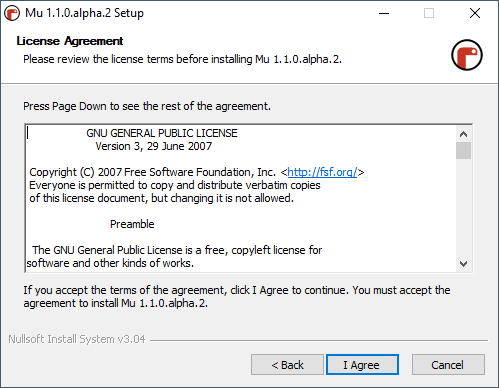 Installer der Software Mu