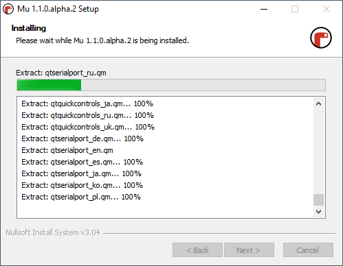 Installer der Software Mu
