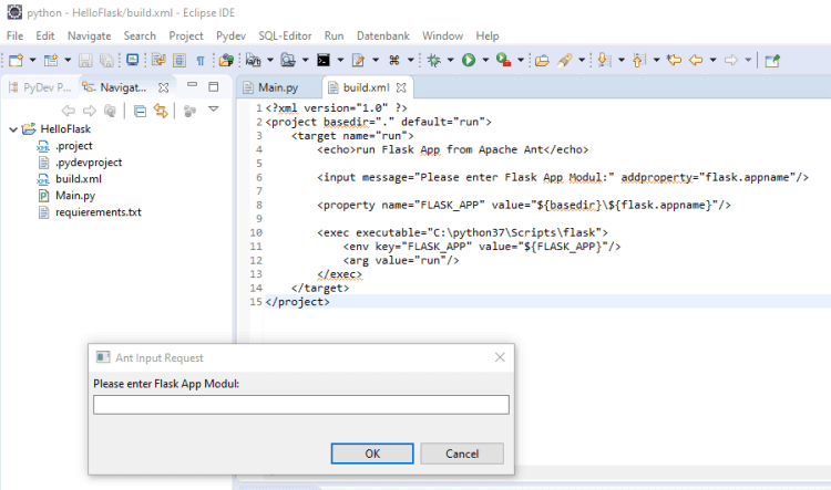 Ant Skript für Flask