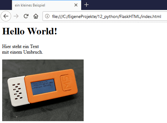 einfache HTML Seite mit Text & Bild