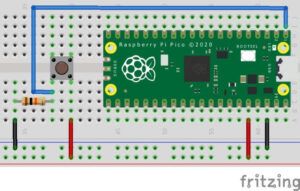 Aufbau der Schaltung - Raspberry PI Pico mit Taster & Pulldown Widerstand