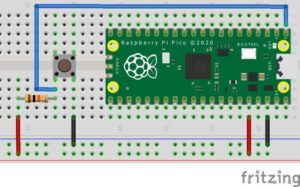 Aufbau der Schaltung - Raspberry PI Pico mit Taster & Pullup Widerstand