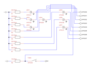 Schaltung - LED Würfel am Raspberry PI Pico