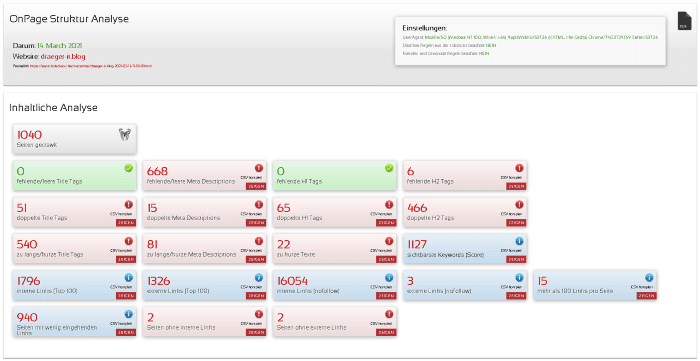 SEORCH analyse der Seite 
