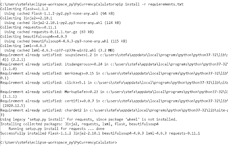 installieren der benötigten Module mit pip