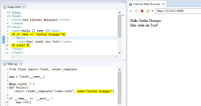 verarbeiten von Parameter mit Kontrollstrukturen in Jinja2