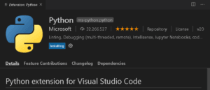 Python Erweiterung für Visual Studio Code