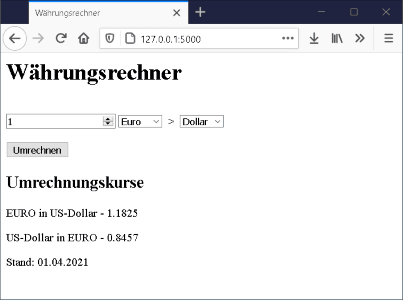 Version 2 des Währungsrechners mit Daten vom deutschen Zoll