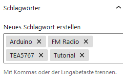 WordPress - Schlagwörter an einem Beitrag