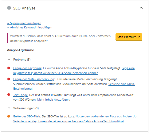 YOAST SEO Analyse