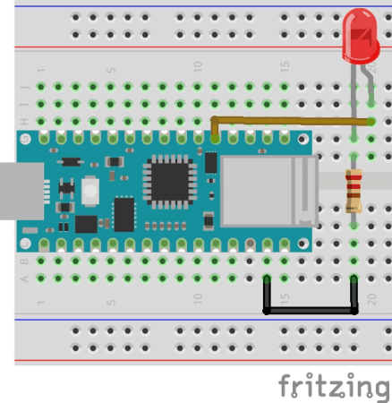 Aufbau der Schaltung - einfache LED