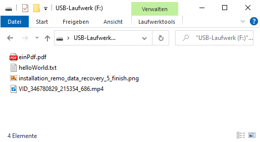 Testdateien auf dem USB-Stick