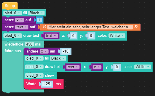 UIFlow Programm zum Scrollen von langem Text auf dem Display