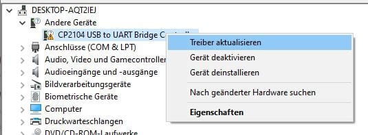 Gerät - Kontextmenü
