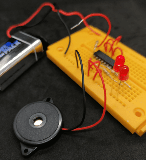 Aufbau Schaltung CMOS 40106BE - Tag 10 mit Piezolautsprecher