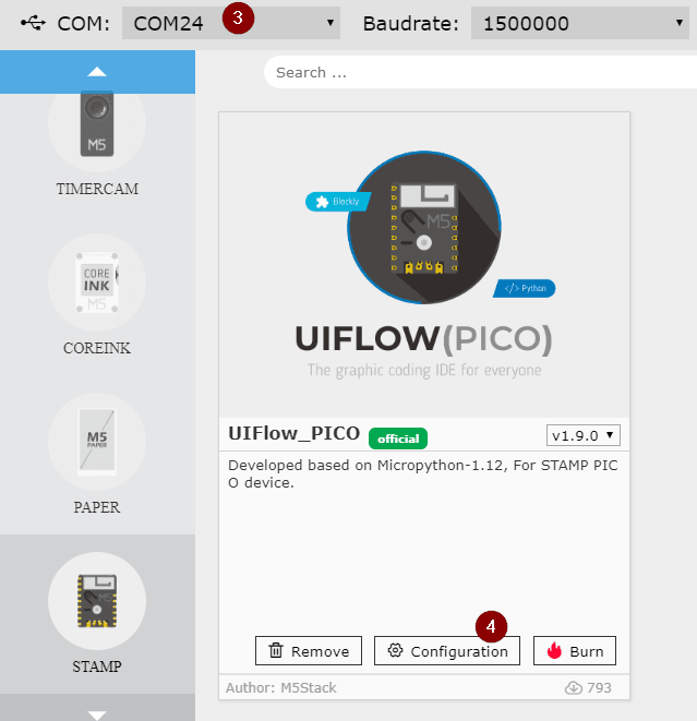 M5Burner - Pico Mate konfigurieren