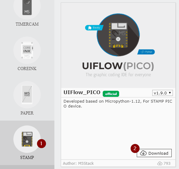 M5Burner - download M5Stamp Pico Mate file