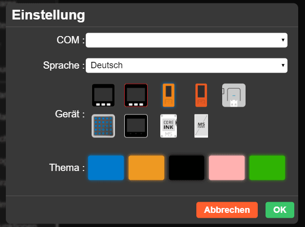 unterstützte Geräte in der UIFlow IDE