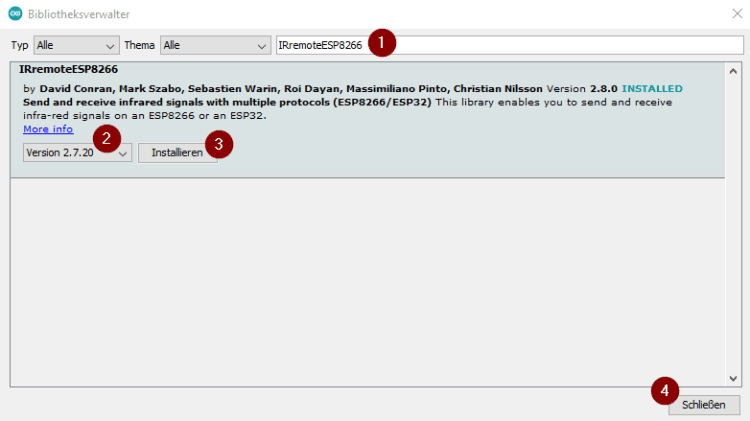 Bibliotheksverwalter - IRremoteESP8266