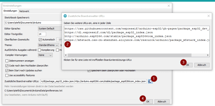 Boardverwalter URL in der Arduino IDE hinzufügen