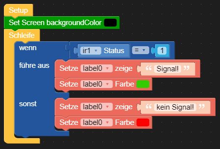 einfaches Programm zum erkennen eines IR Signals in UIFlow