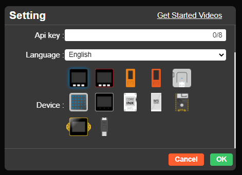 M5Stack UIFlow - online Version, unterstützte Geräte