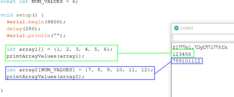 Ausgabe eines Arrays auf der seriellen Schnittstelle