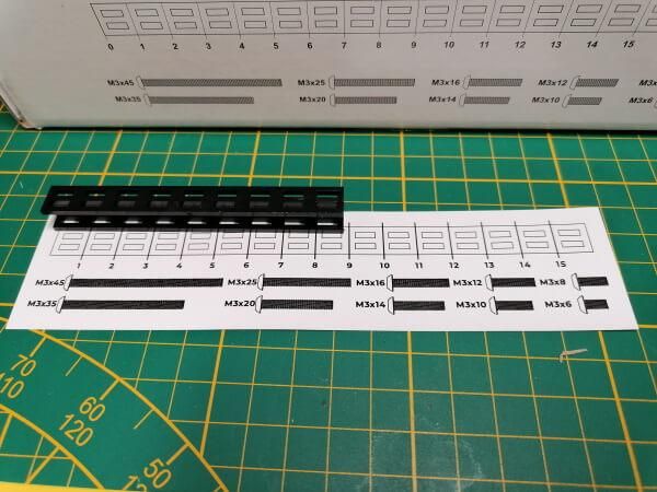 Schablone für Schrauben und Rahmenteile