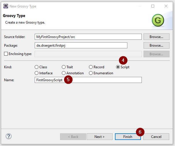 Auswahl des Types sowie Eingabe des Namens