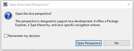 eventuelles wechseln in die passende Perspektive von Eclipse