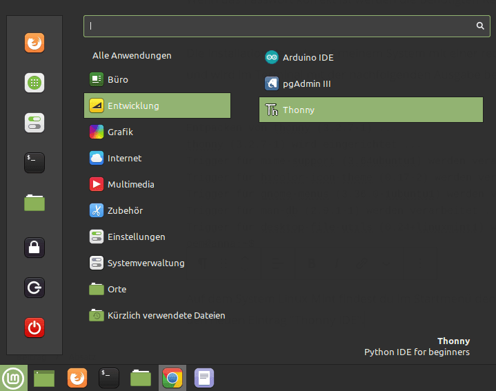 Linux Mint - Abschnitt