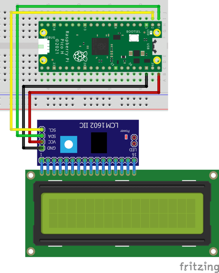 Raspberry Pi Pico mit LCD-Display via I²C