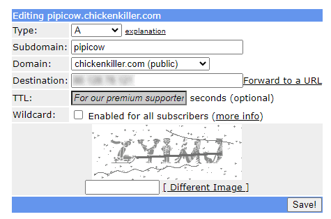 Subdomain auf freedns_afraid einrichten